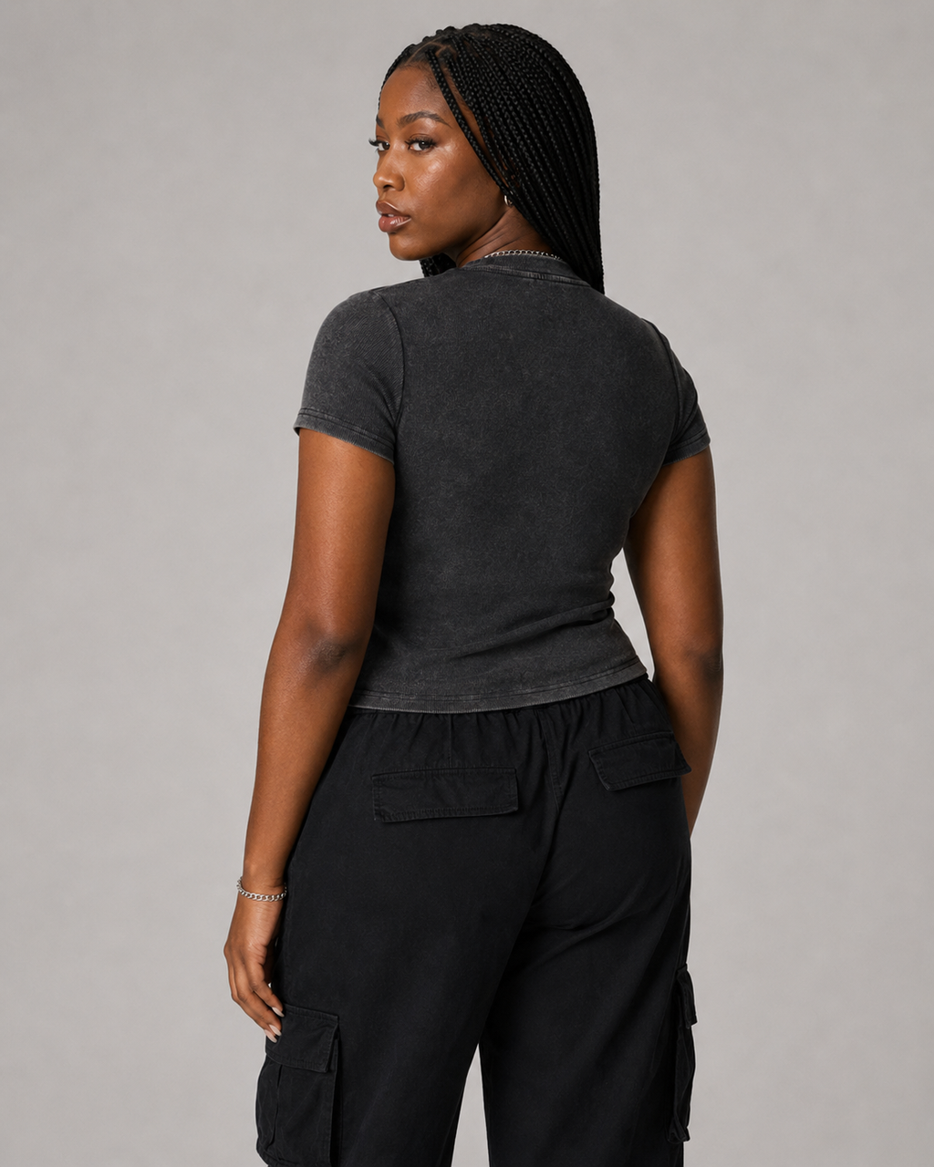 Vintage Washed Bodycon Cotton T-Shirt