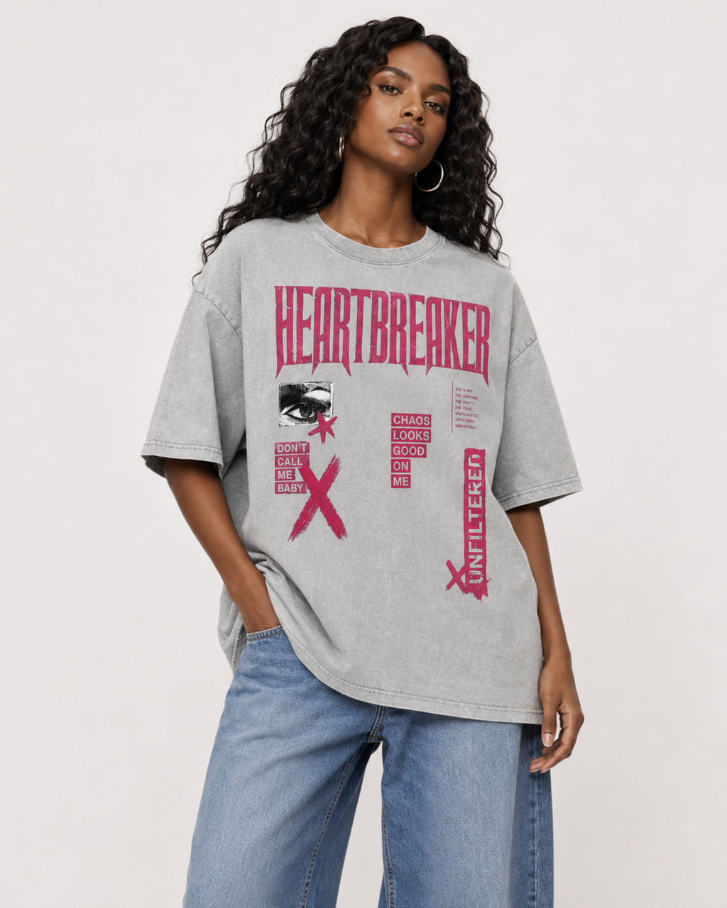Snow Washed Oversized Cotton T-Shirt