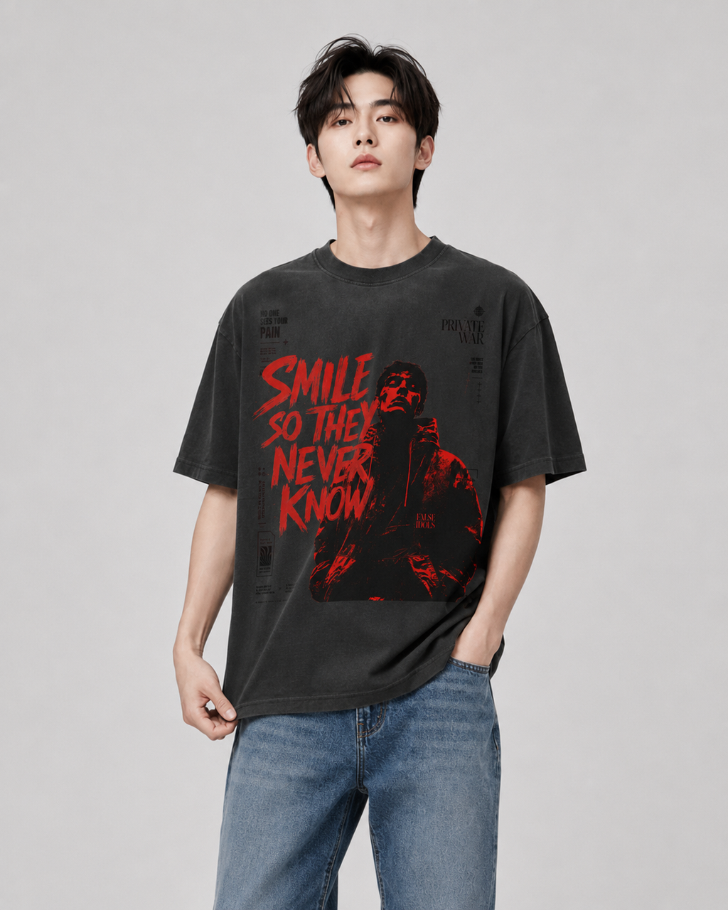 Unisex Crew Neck Sunfade Edge T-Shirt