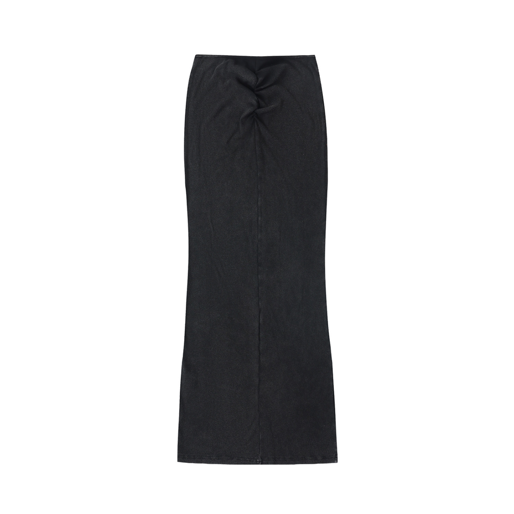 Dyed Washed Drawstring Maxi Skirt
