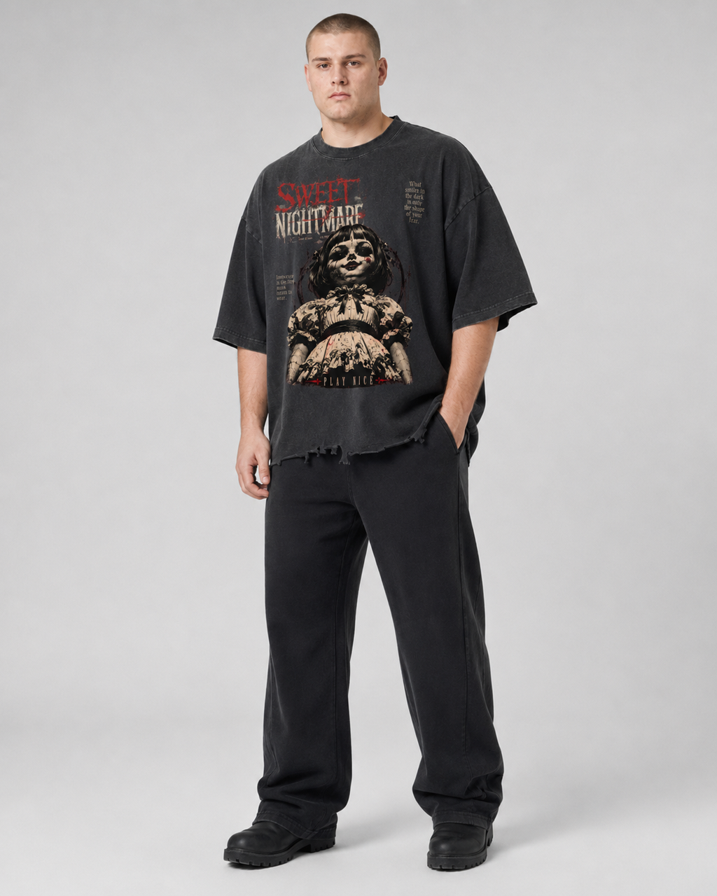 Snow Wash Raw-Hem Boxy T-shirt