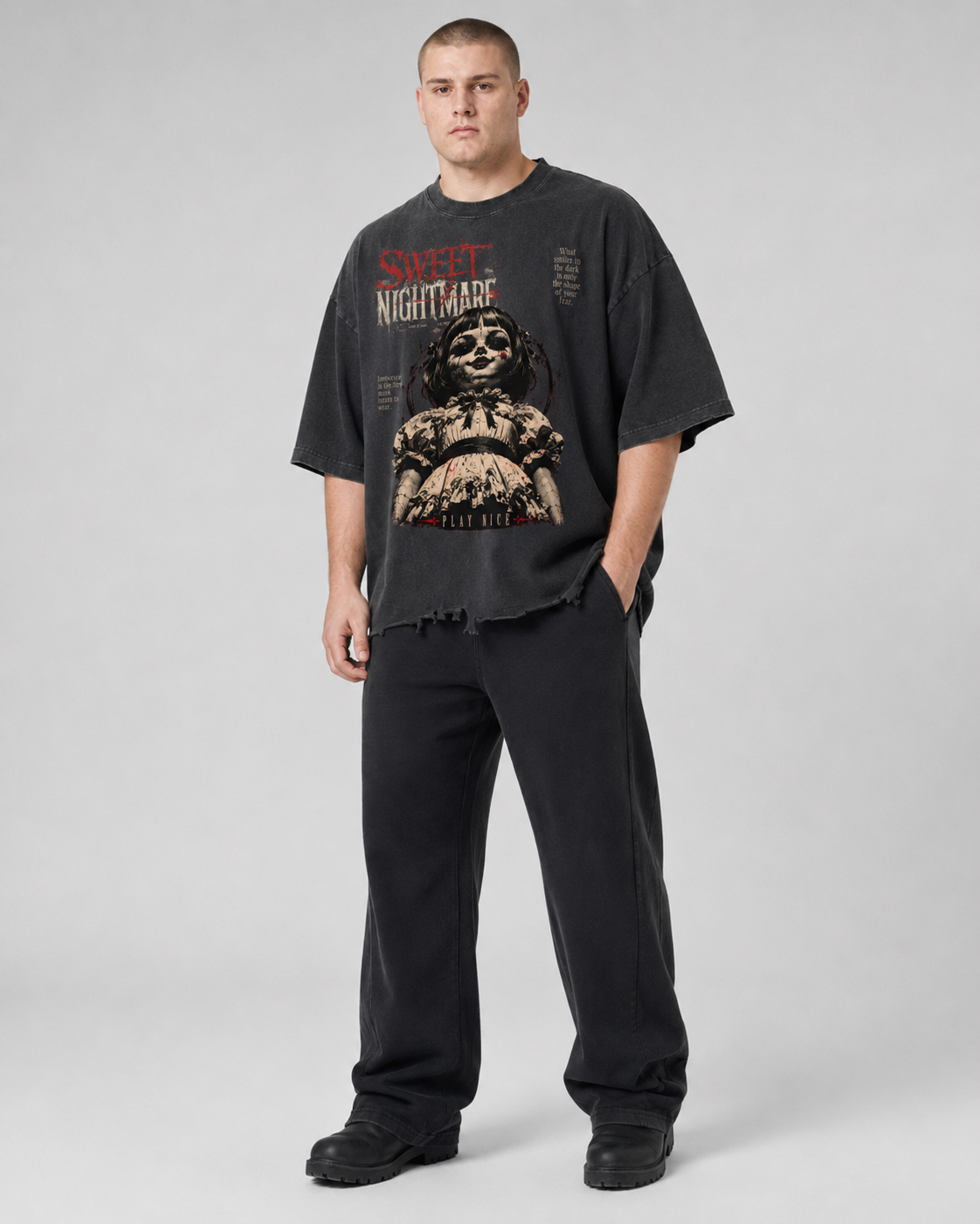 Snow Wash Raw-Hem Boxy T-shirt