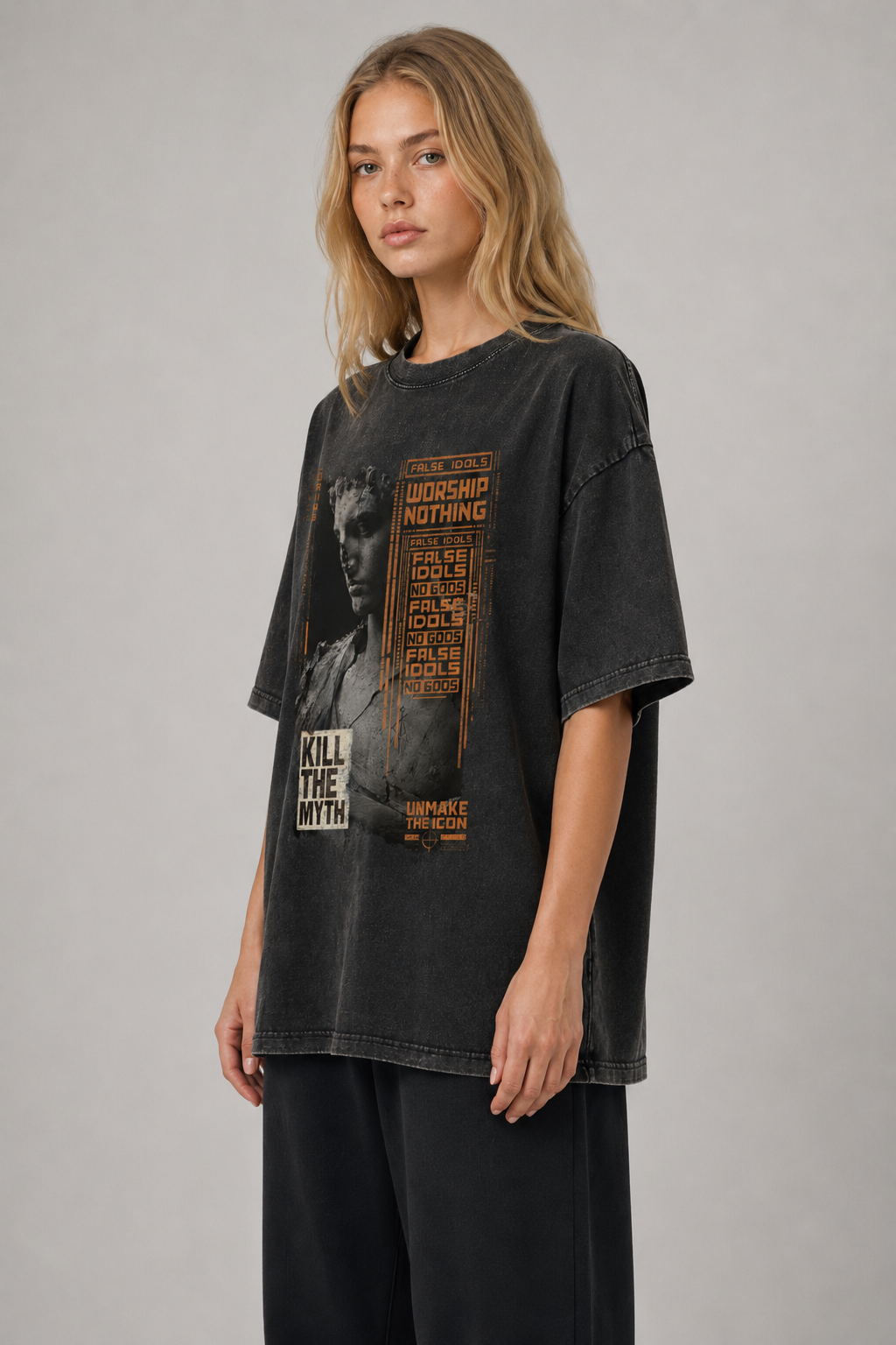 Snow Washed Oversized Cotton T-Shirt