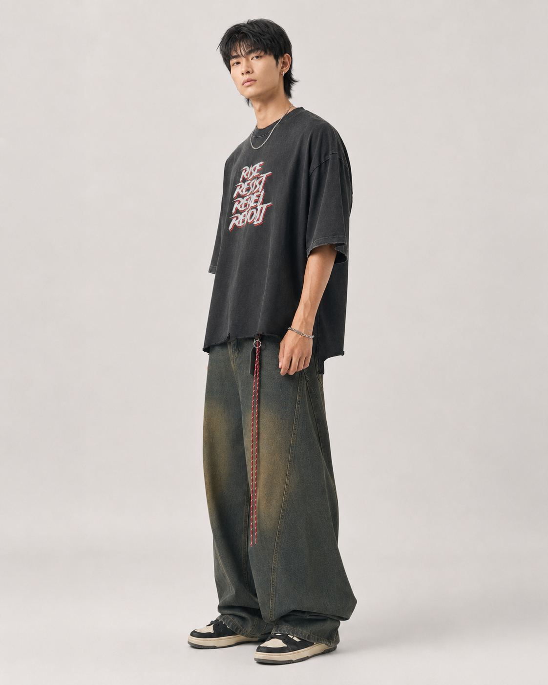 Snow Wash Raw-Hem Boxy T-shirt