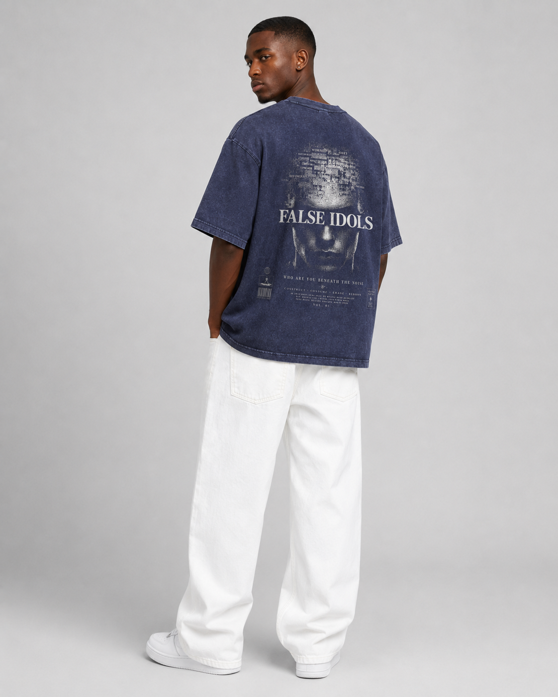 Snow Washed V-Neck Cotton T-Shirt