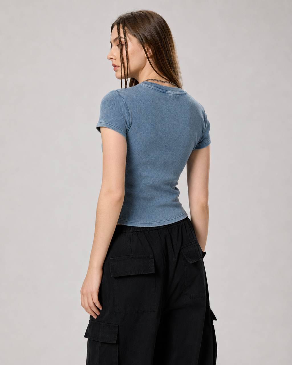 Vintage Washed Bodycon Cotton T-Shirt