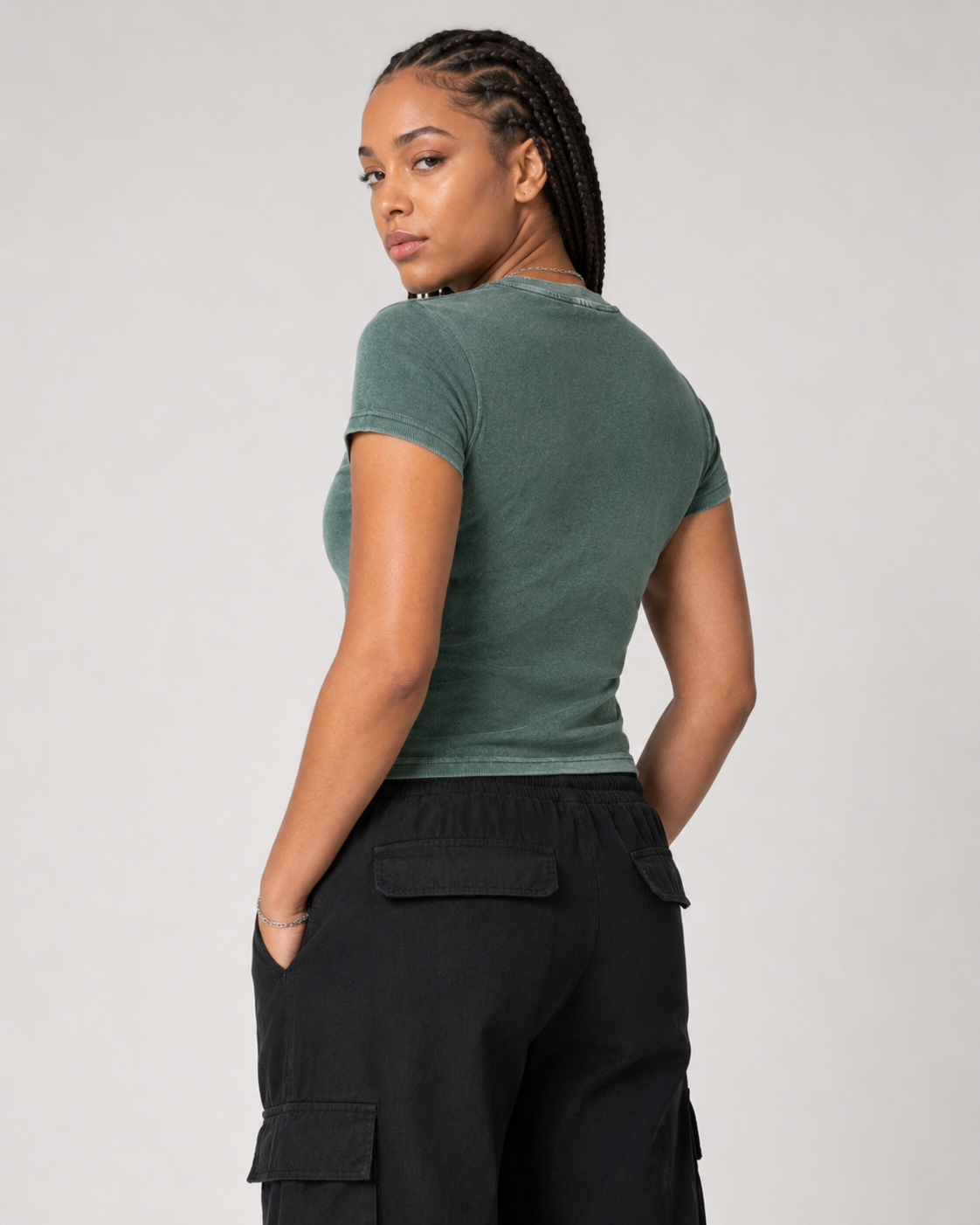 Vintage Washed Bodycon Cotton T-Shirt