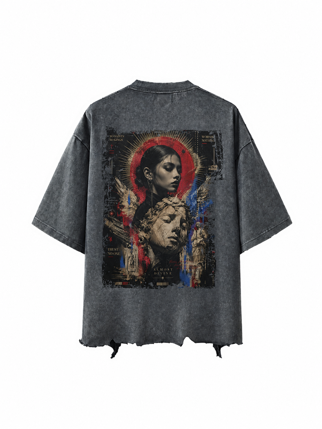 Snow Wash Unisex Raw-Hem Boxy T-shirt
