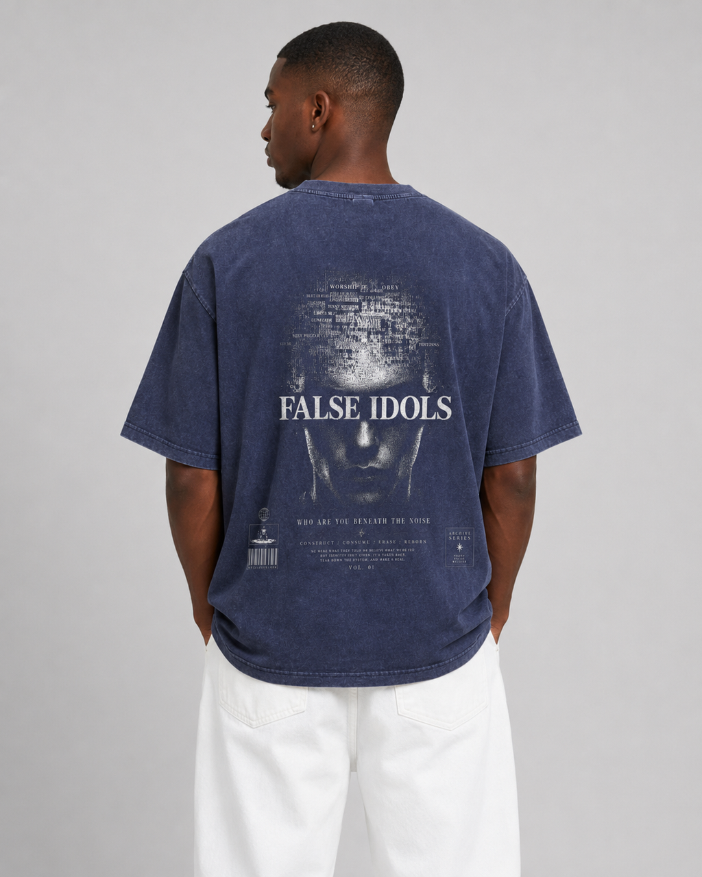 Snow Washed V-Neck Cotton T-Shirt