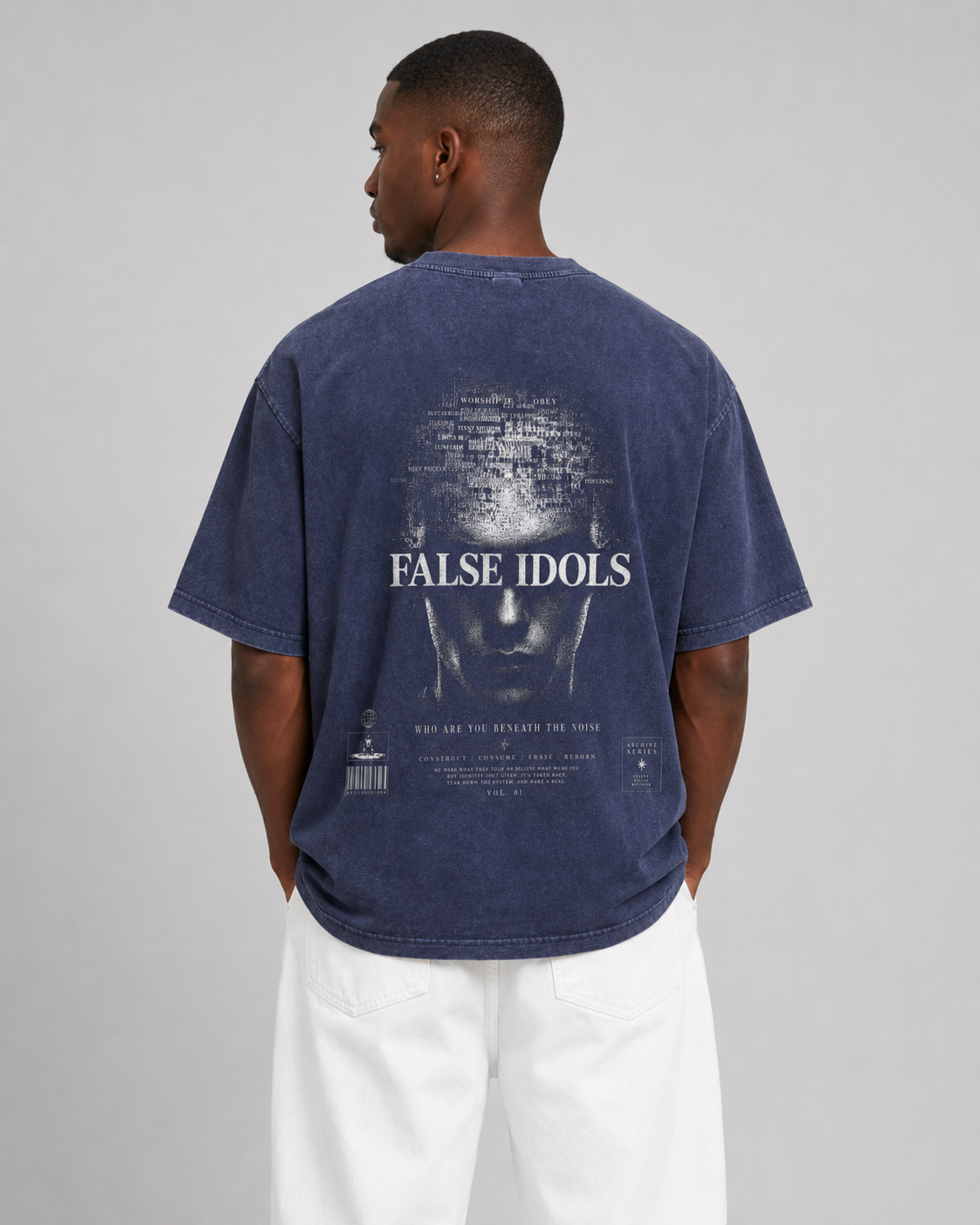 Snow Washed V-Neck Cotton T-Shirt