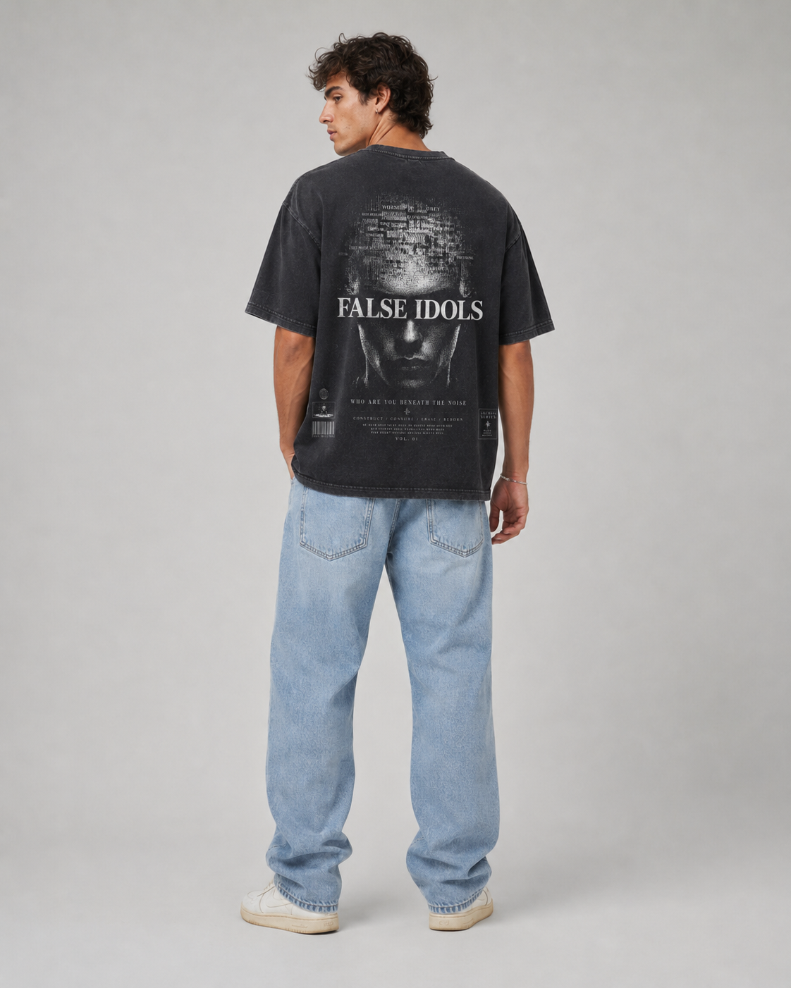 Snow Washed V-Neck Cotton T-Shirt