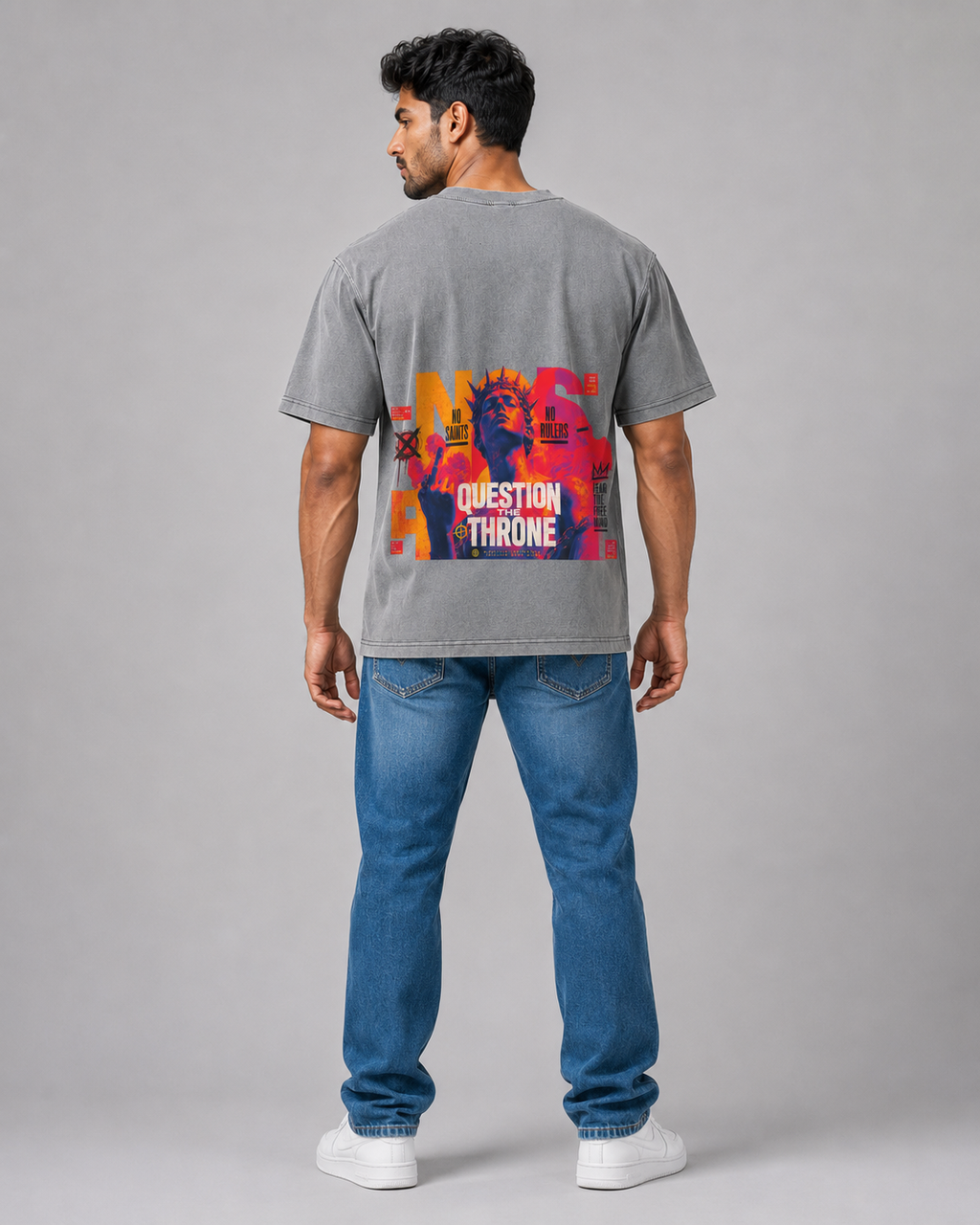 Snow Washed V-Neck Cotton T-Shirt