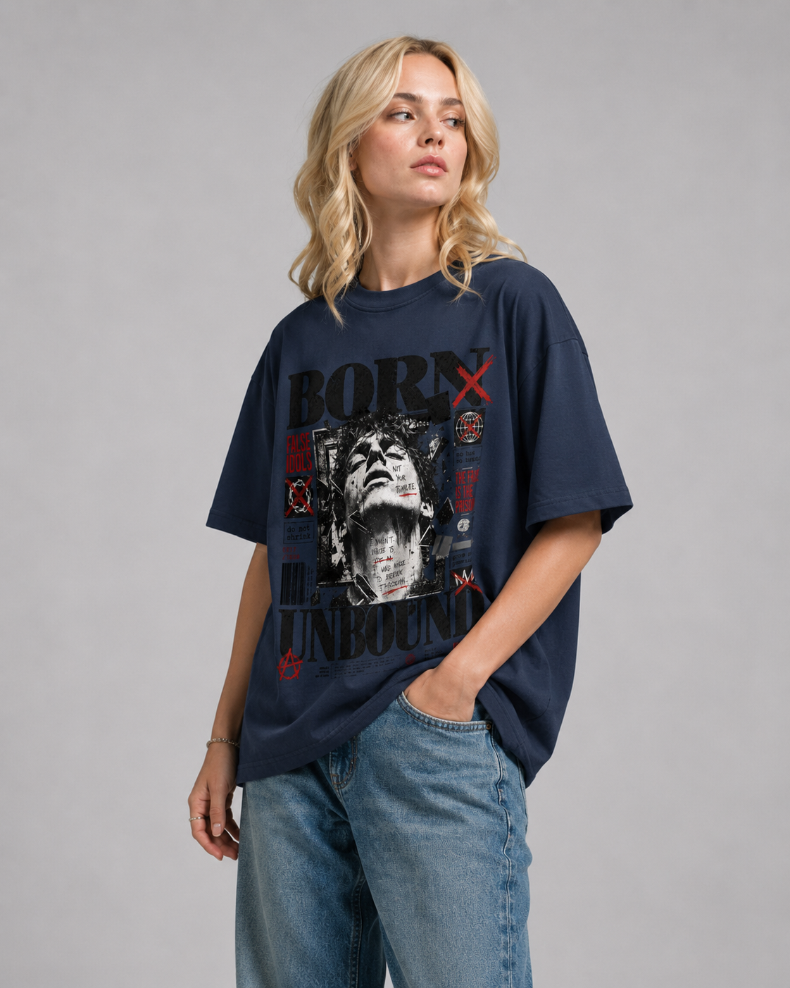 Petite Crew Neck Sunfade Edge T-Shirt
