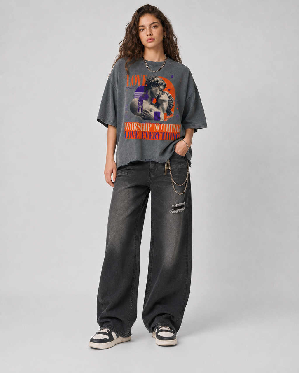 Snow Wash Raw-Hem Boxy T-shirt