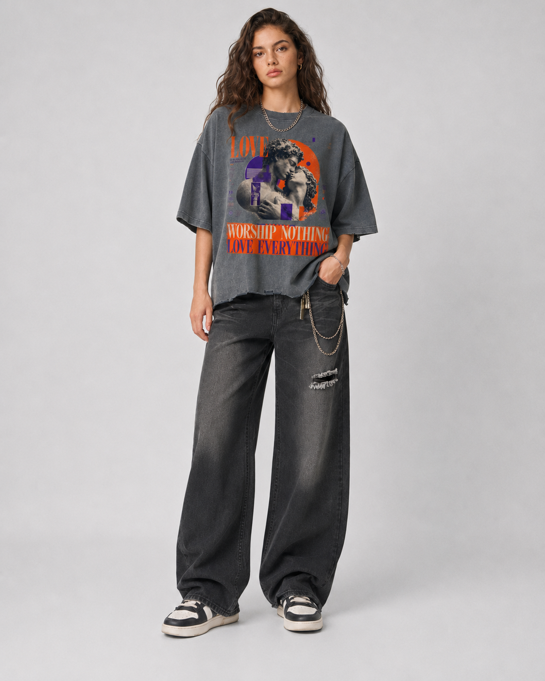 Snow Wash Raw-Hem Boxy T-shirt