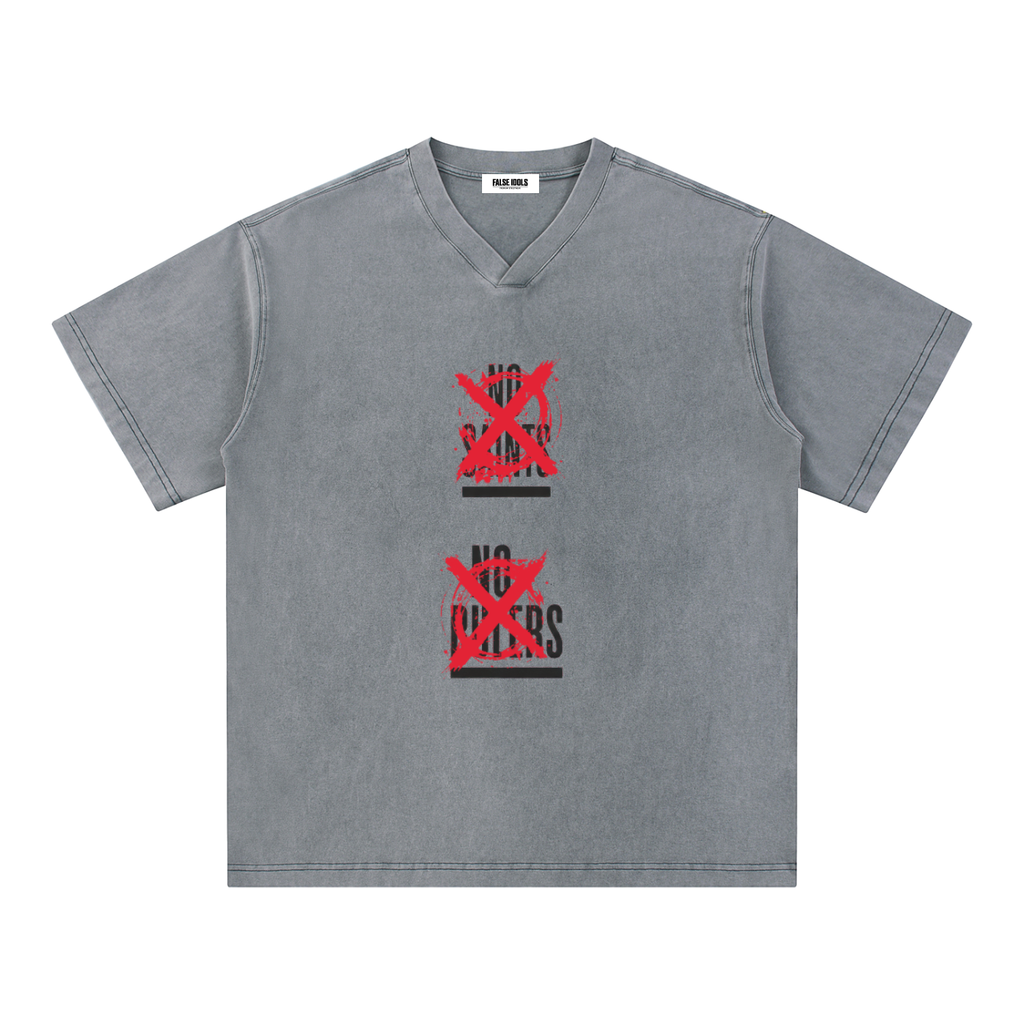 Snow Washed V-Neck Cotton T-Shirt
