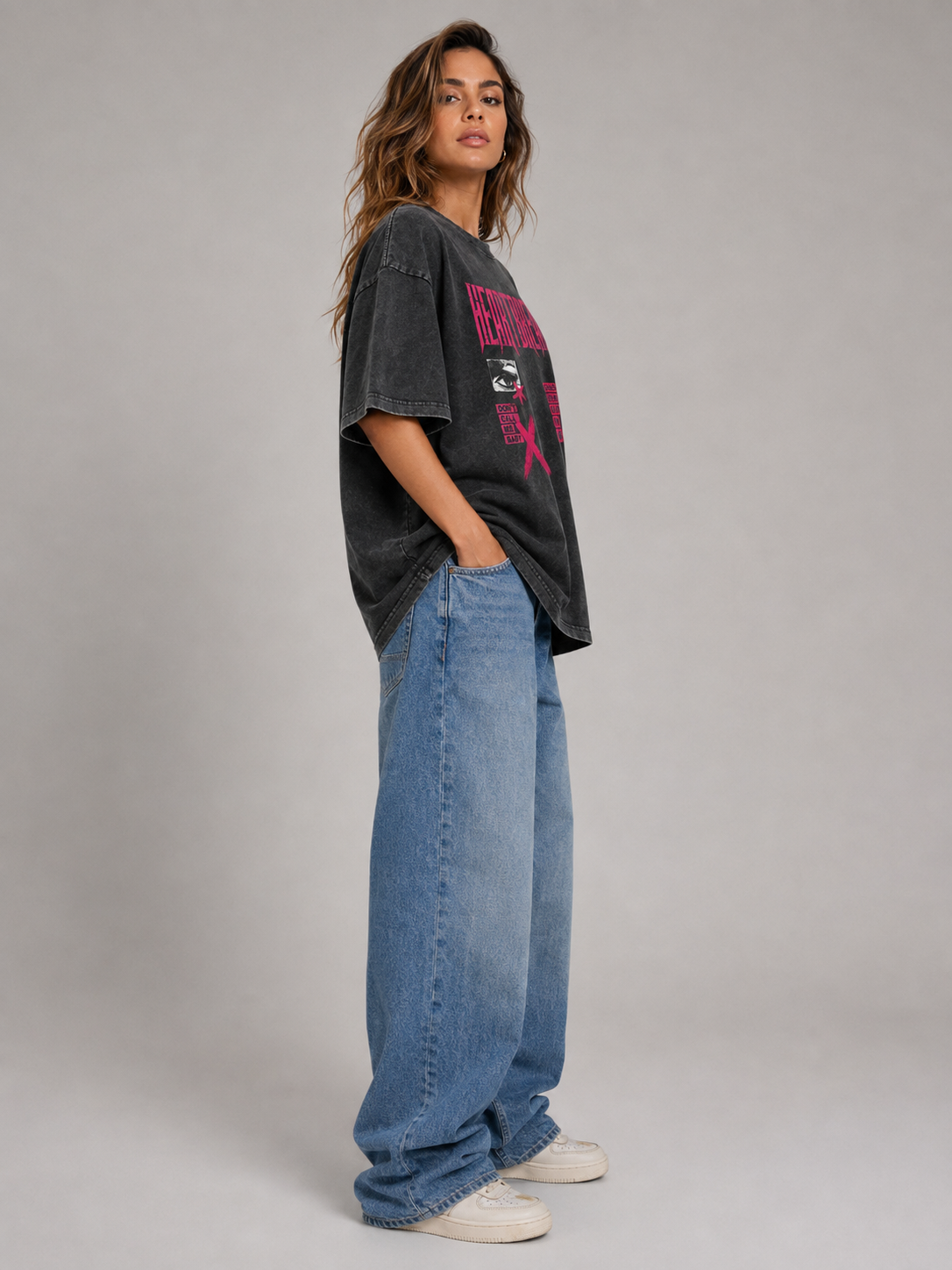 Snow Washed Oversized Cotton T-Shirt