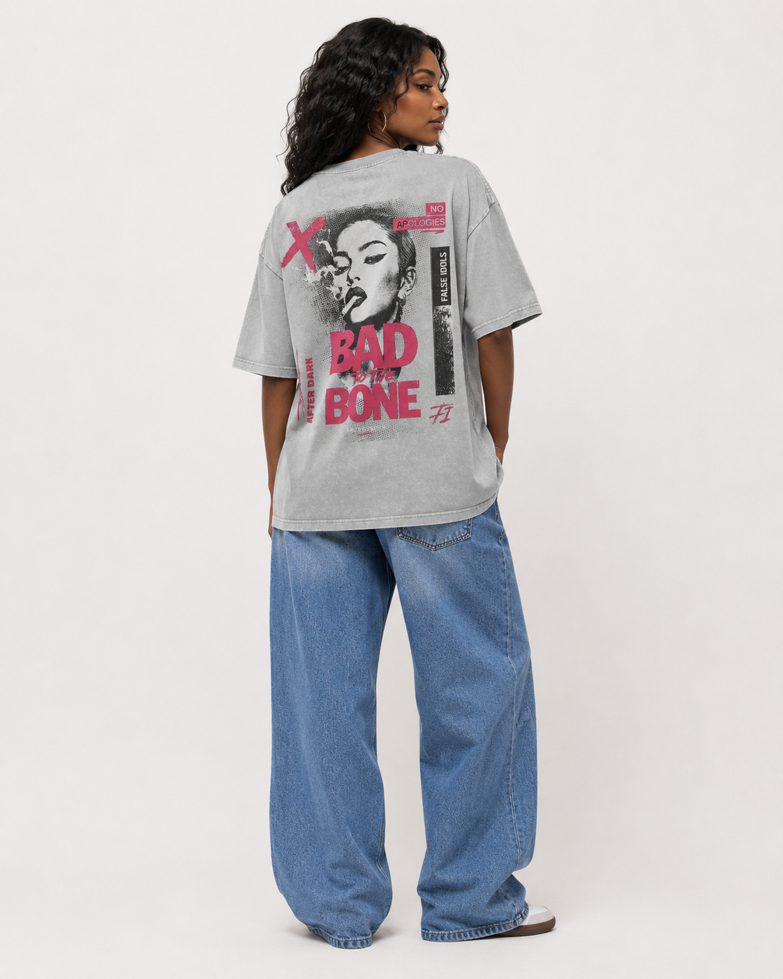 Snow Washed Oversized Cotton T-Shirt