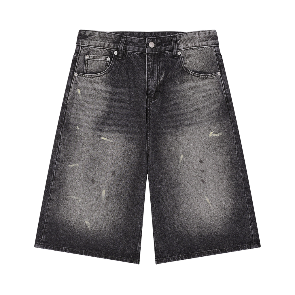 Men’s Vintage Wash Wide Leg Denim Shorts