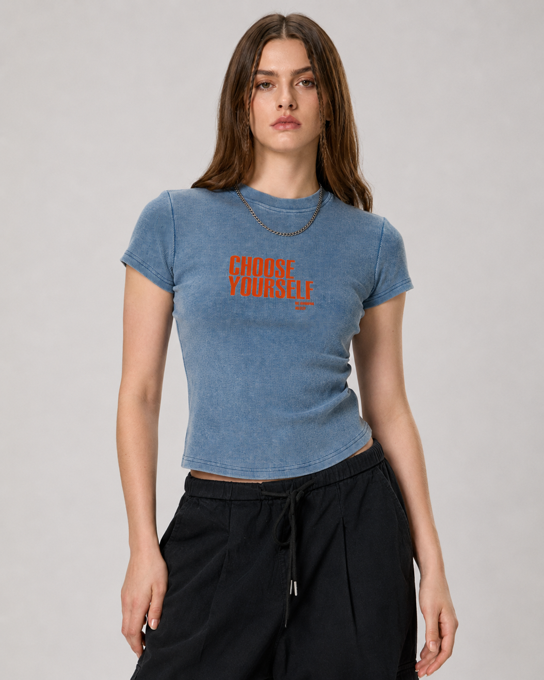 Vintage Washed Bodycon Cotton T-Shirt