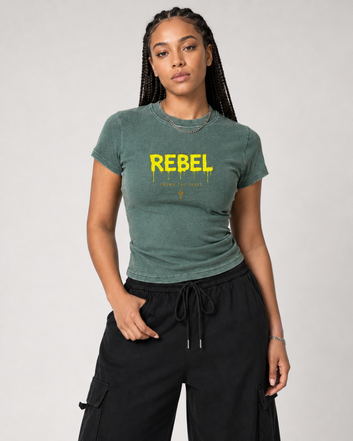 Vintage Washed Bodycon Cotton T-Shirt