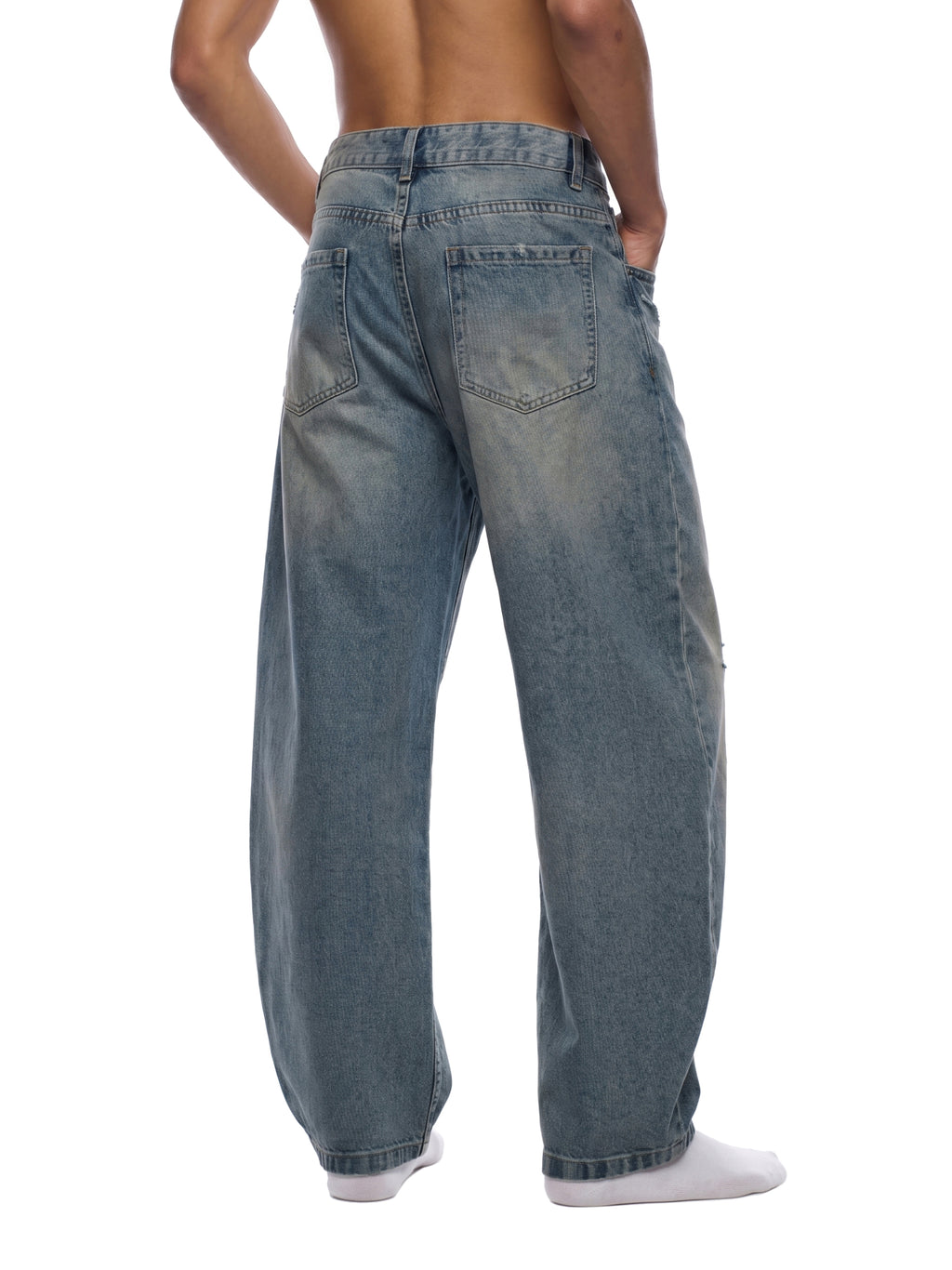 Men's Distressed Barrel Leg Jeans