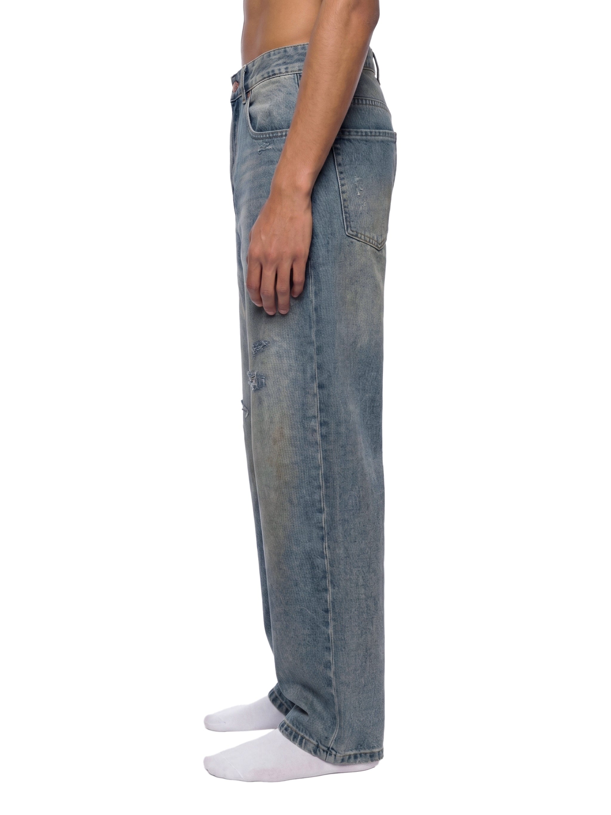 Men's Distressed Barrel Leg Jeans