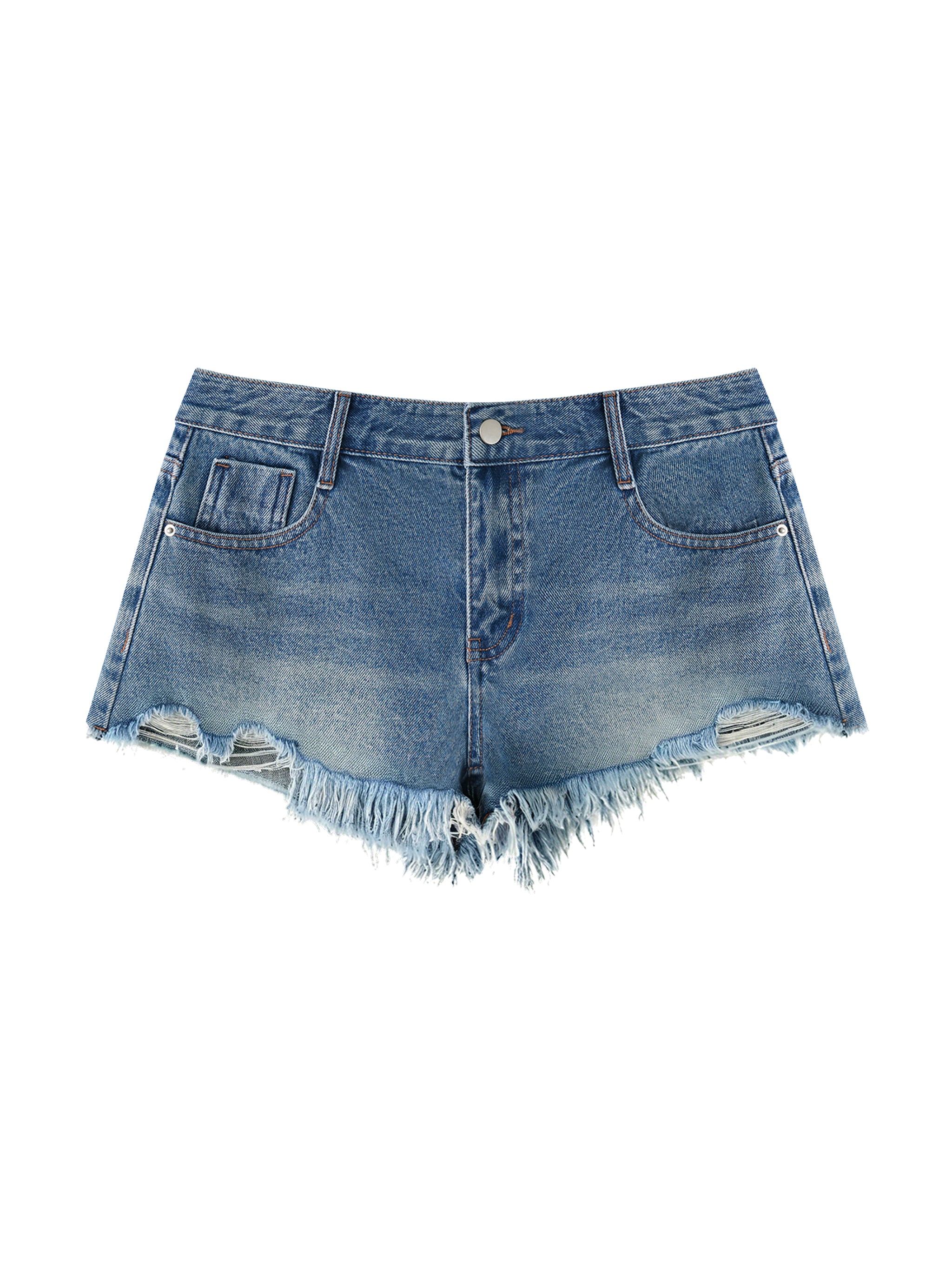 Women's Vintage Wash Raw Hem Denim Shorts