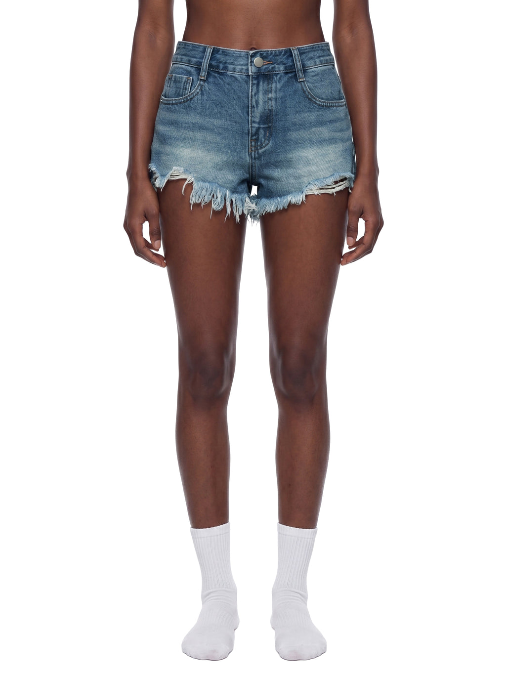 Women's Vintage Wash Raw Hem Denim Shorts