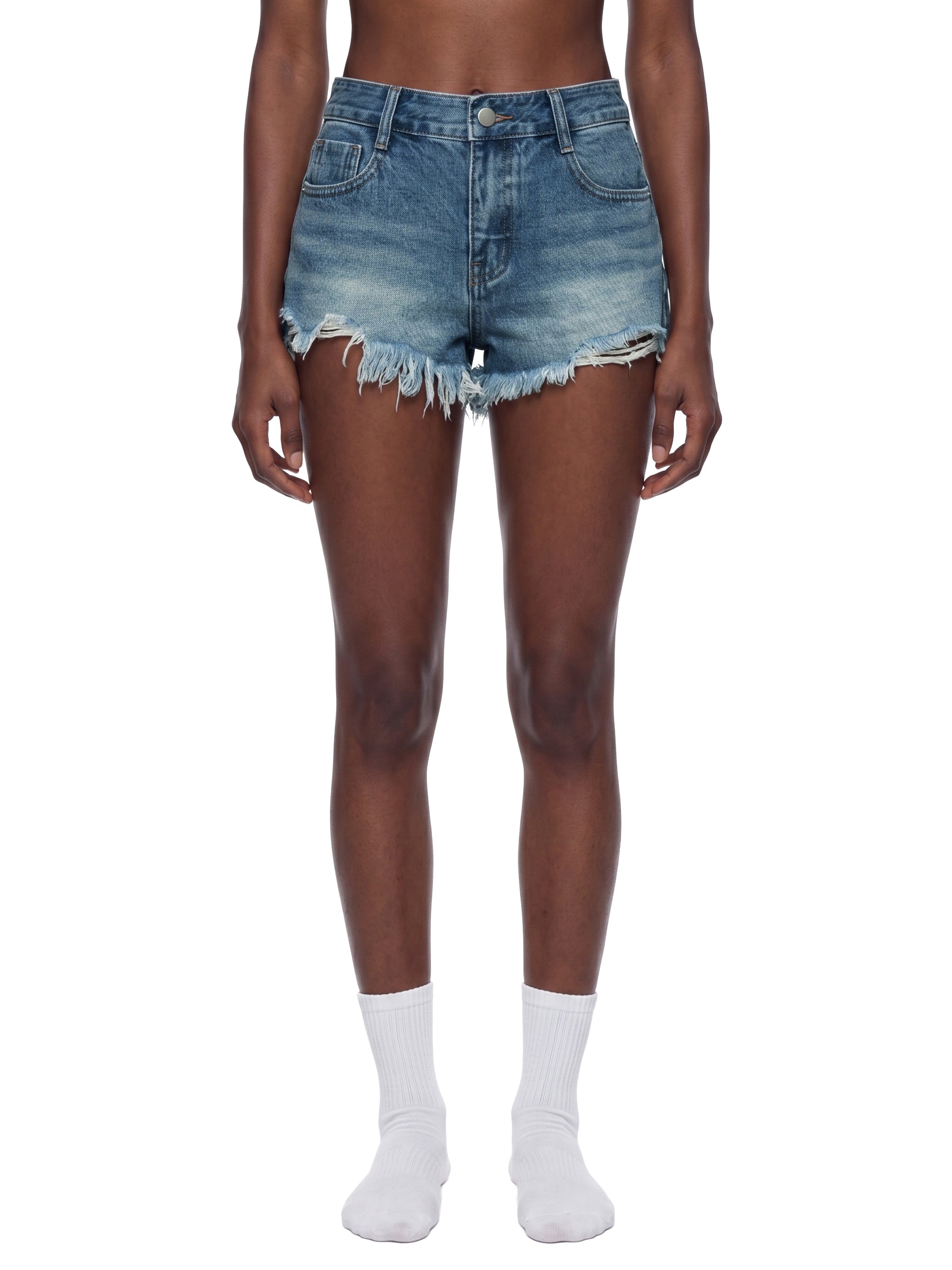 Women's Vintage Wash Raw Hem Denim Shorts