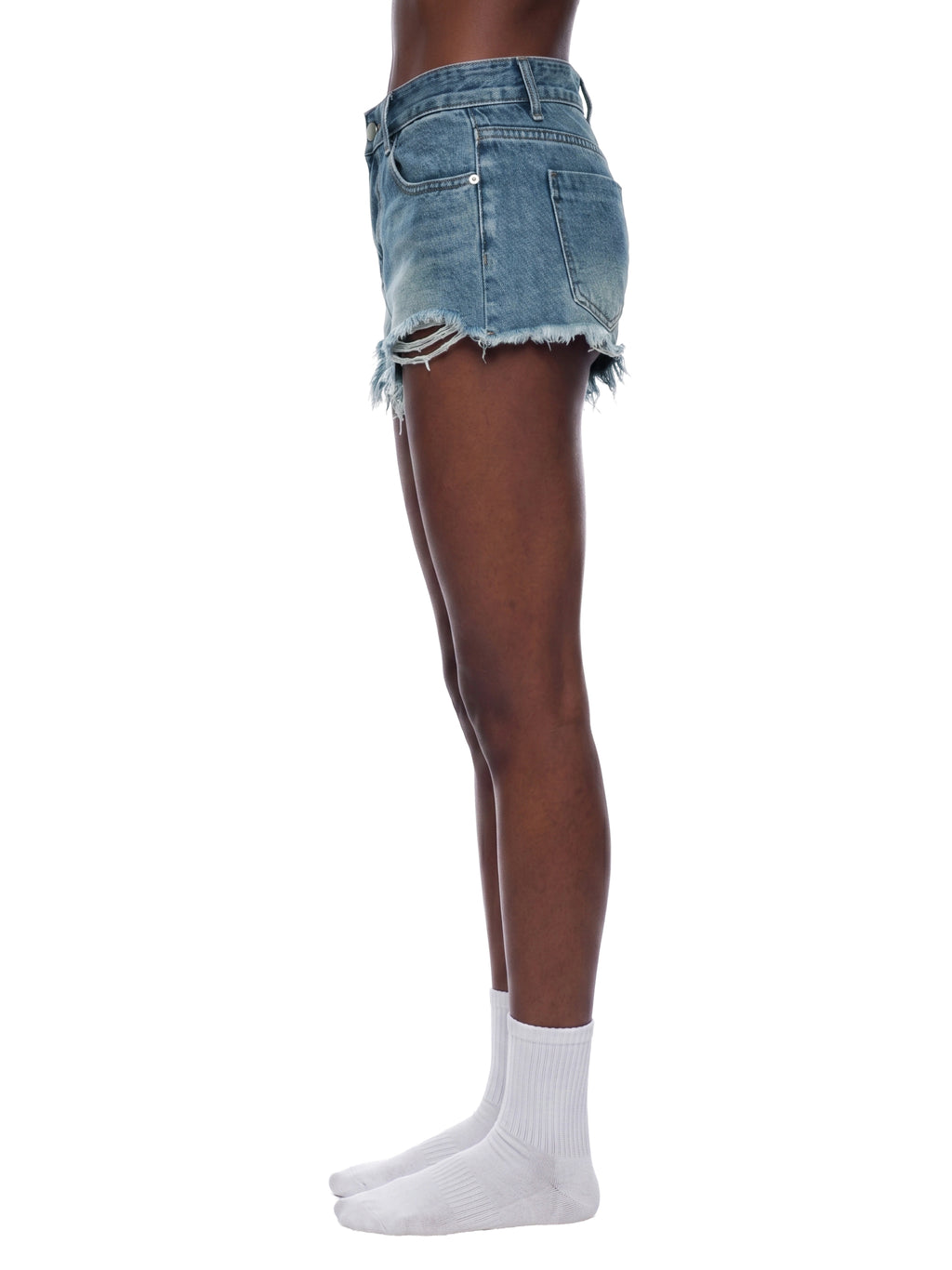 Women's Vintage Wash Raw Hem Denim Shorts