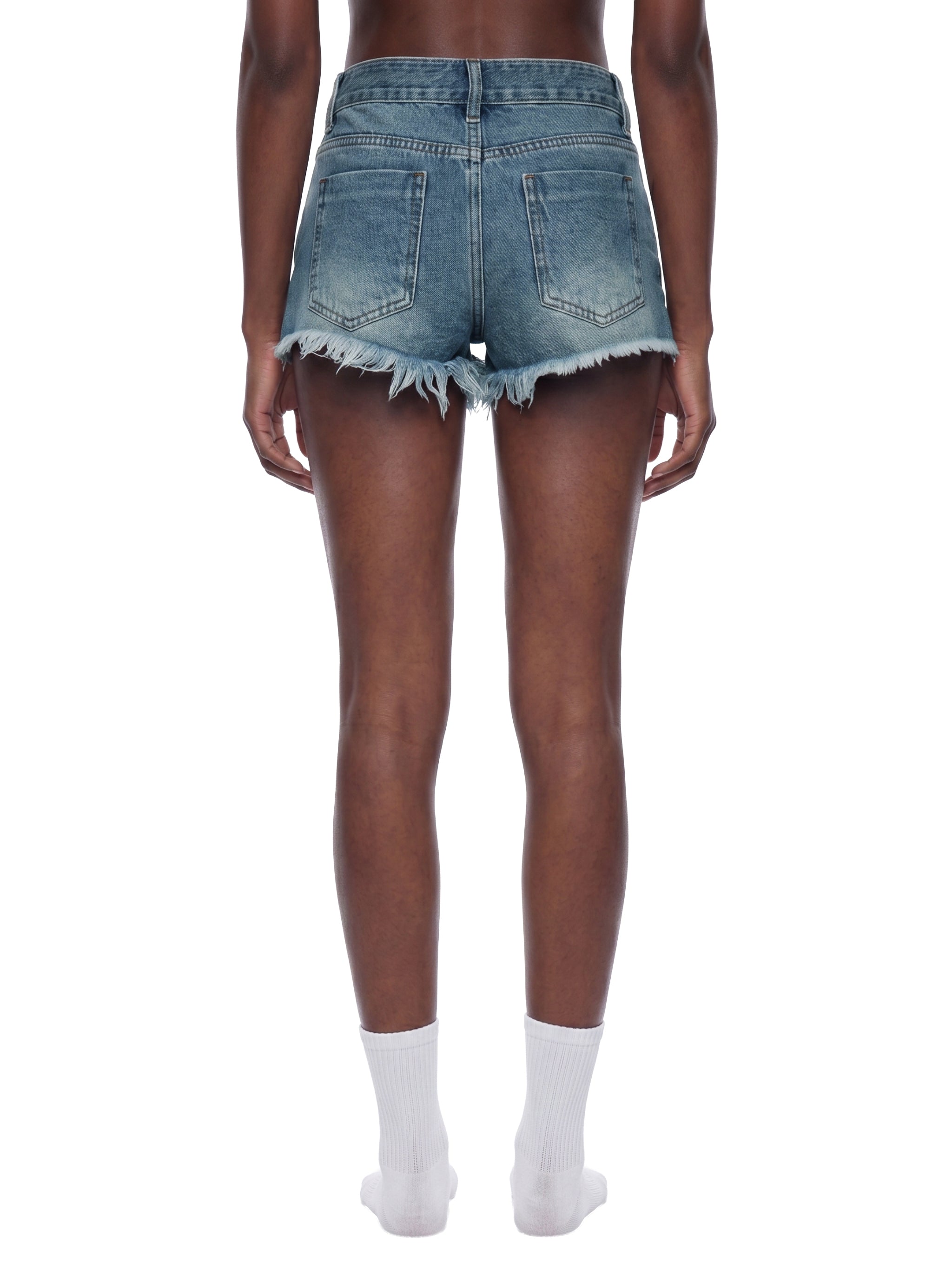 Women's Vintage Wash Raw Hem Denim Shorts
