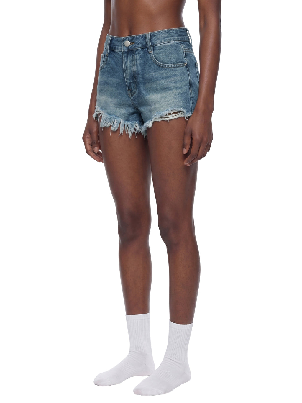 Women's Vintage Wash Raw Hem Denim Shorts