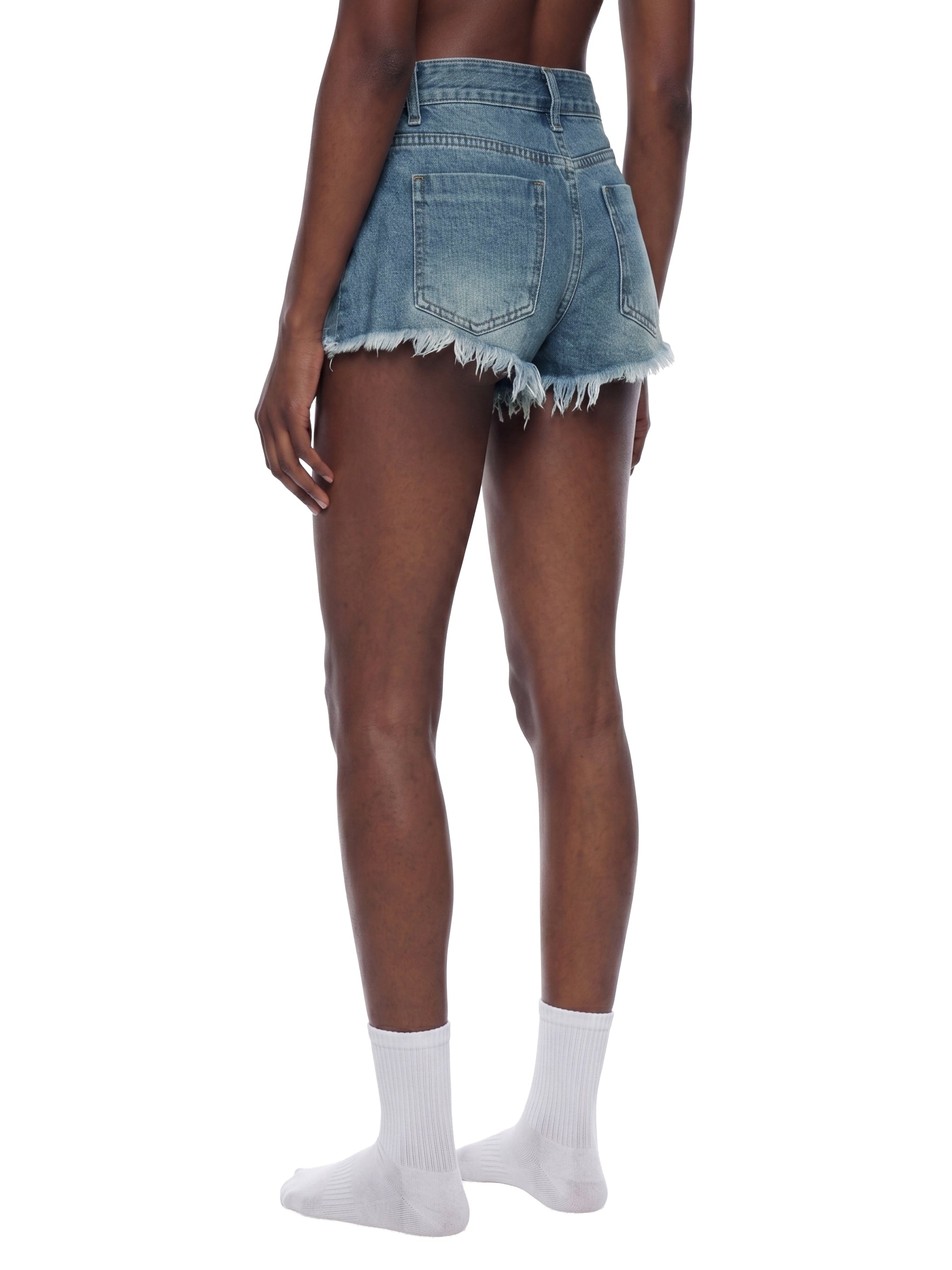 Women's Vintage Wash Raw Hem Denim Shorts