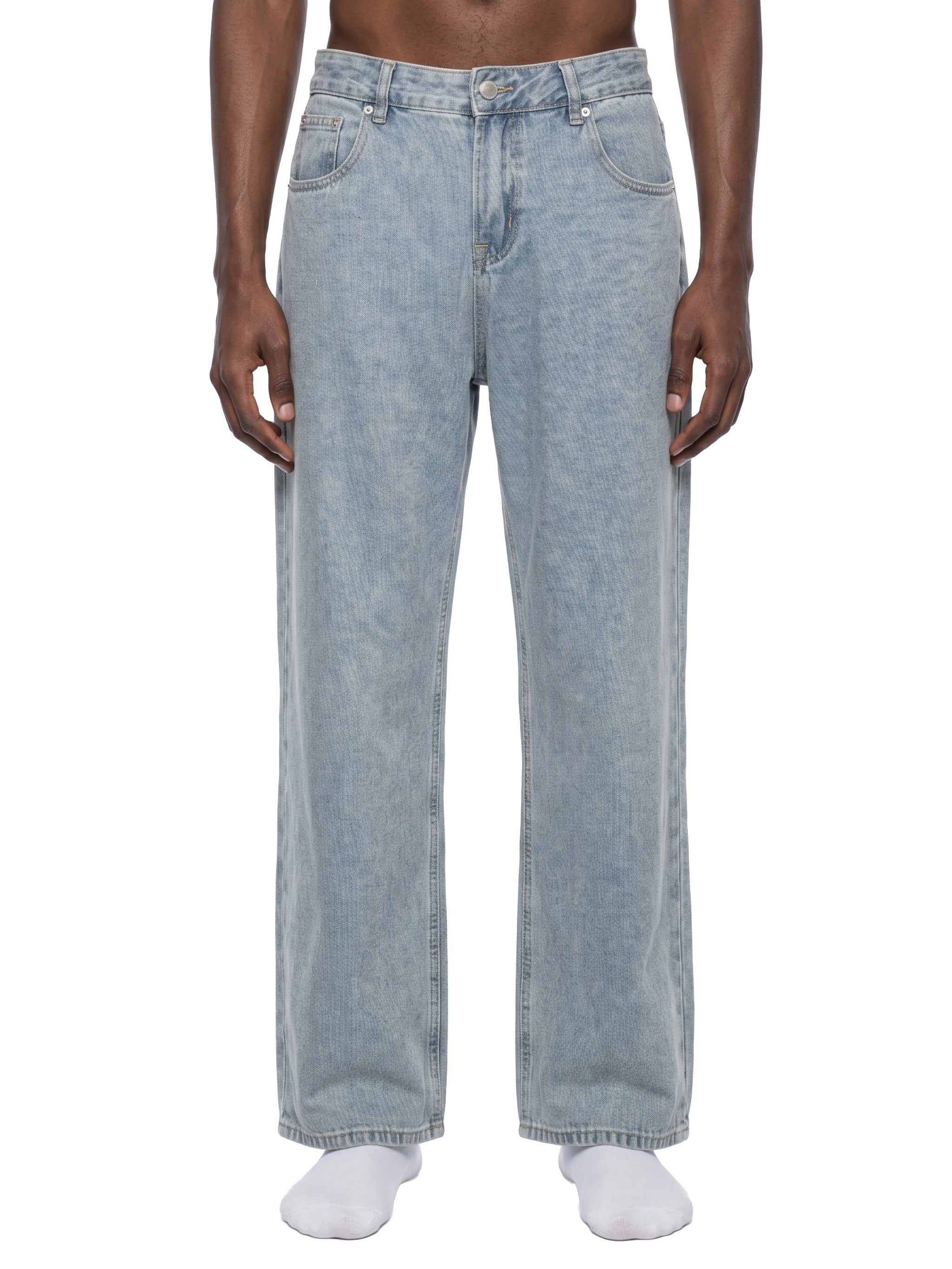 Unisex Vintage Wash Straight Leg Jeans