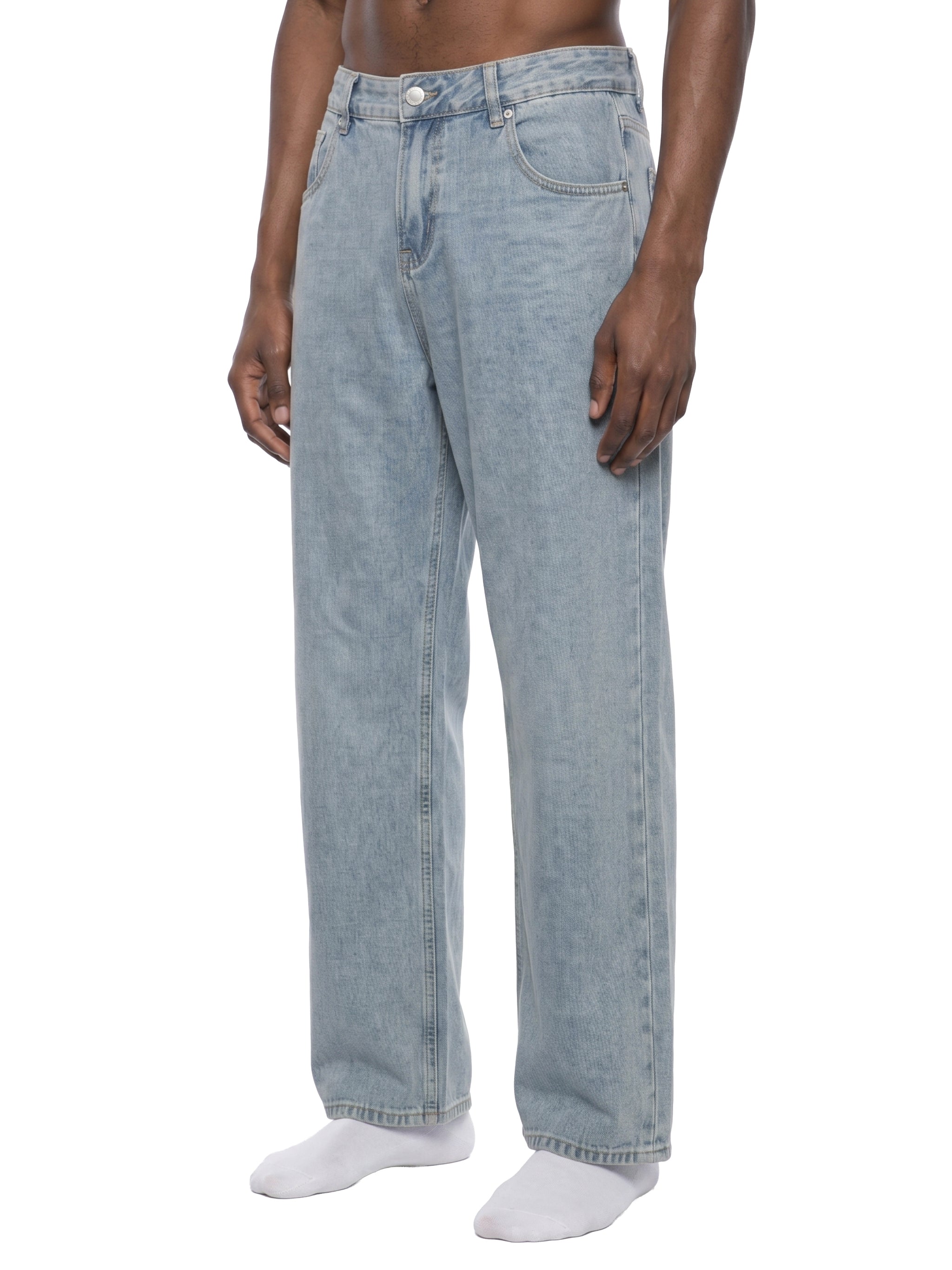Unisex Vintage Wash Straight Leg Jeans