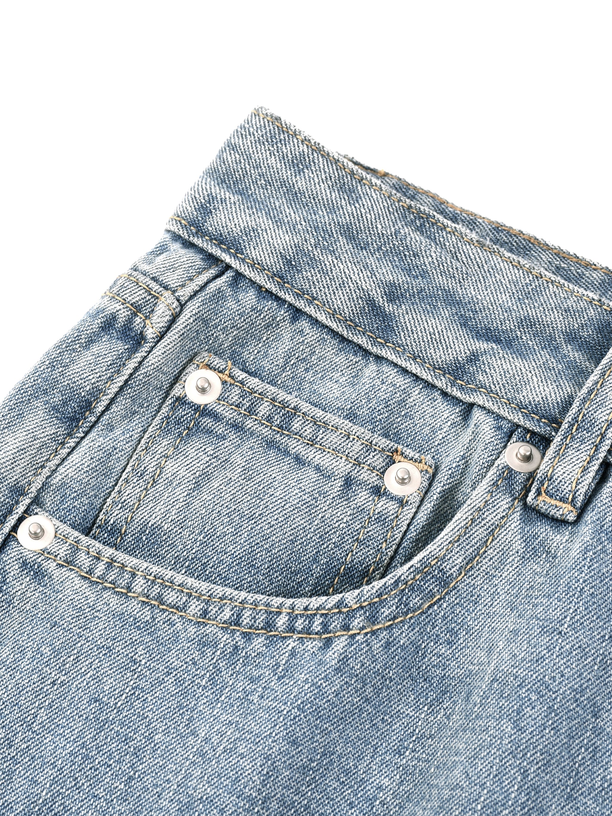 Unisex Vintage Wash Straight Leg Jeans