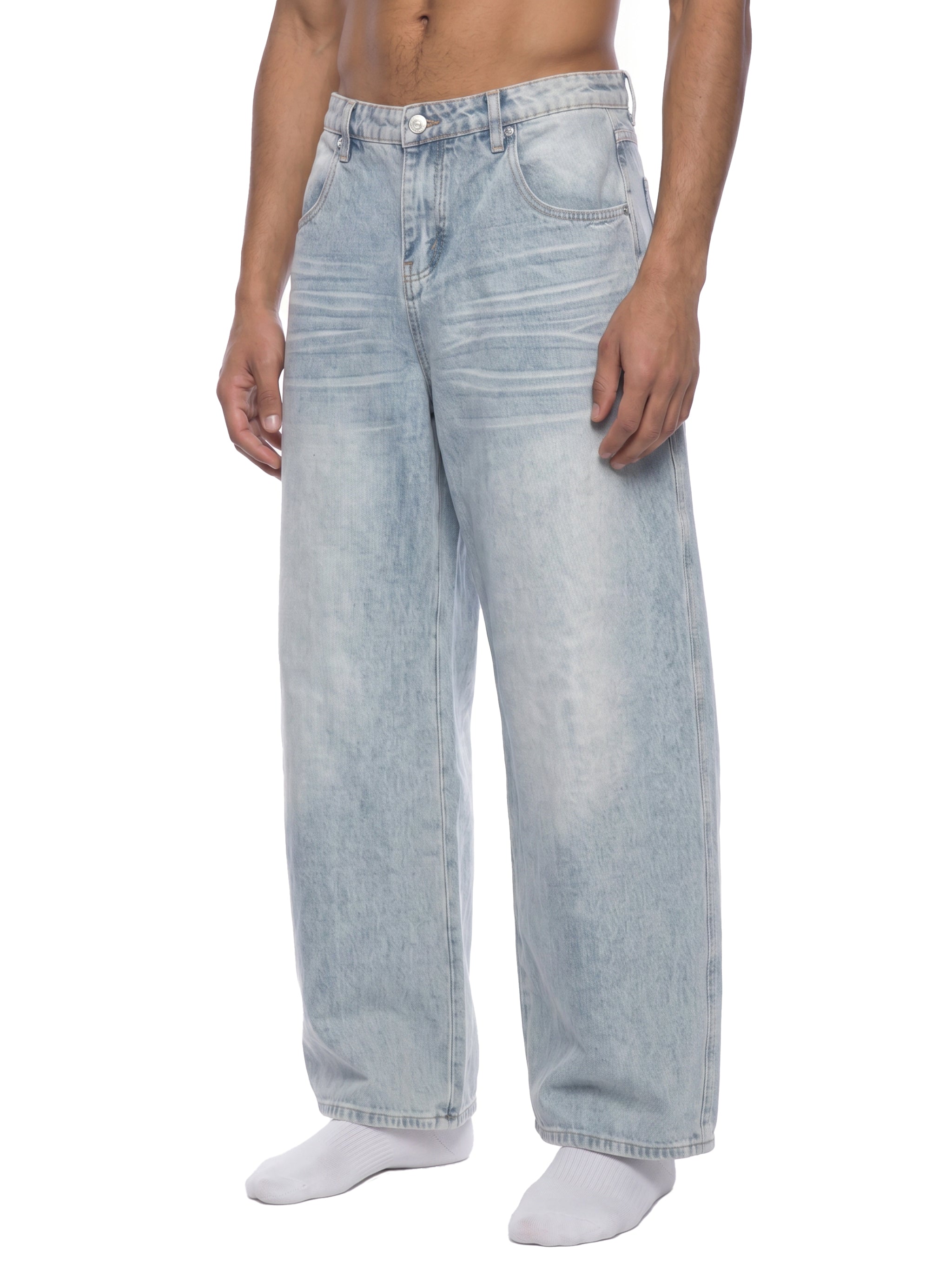 Men’s Enzyme Wash Wide Leg Jeans