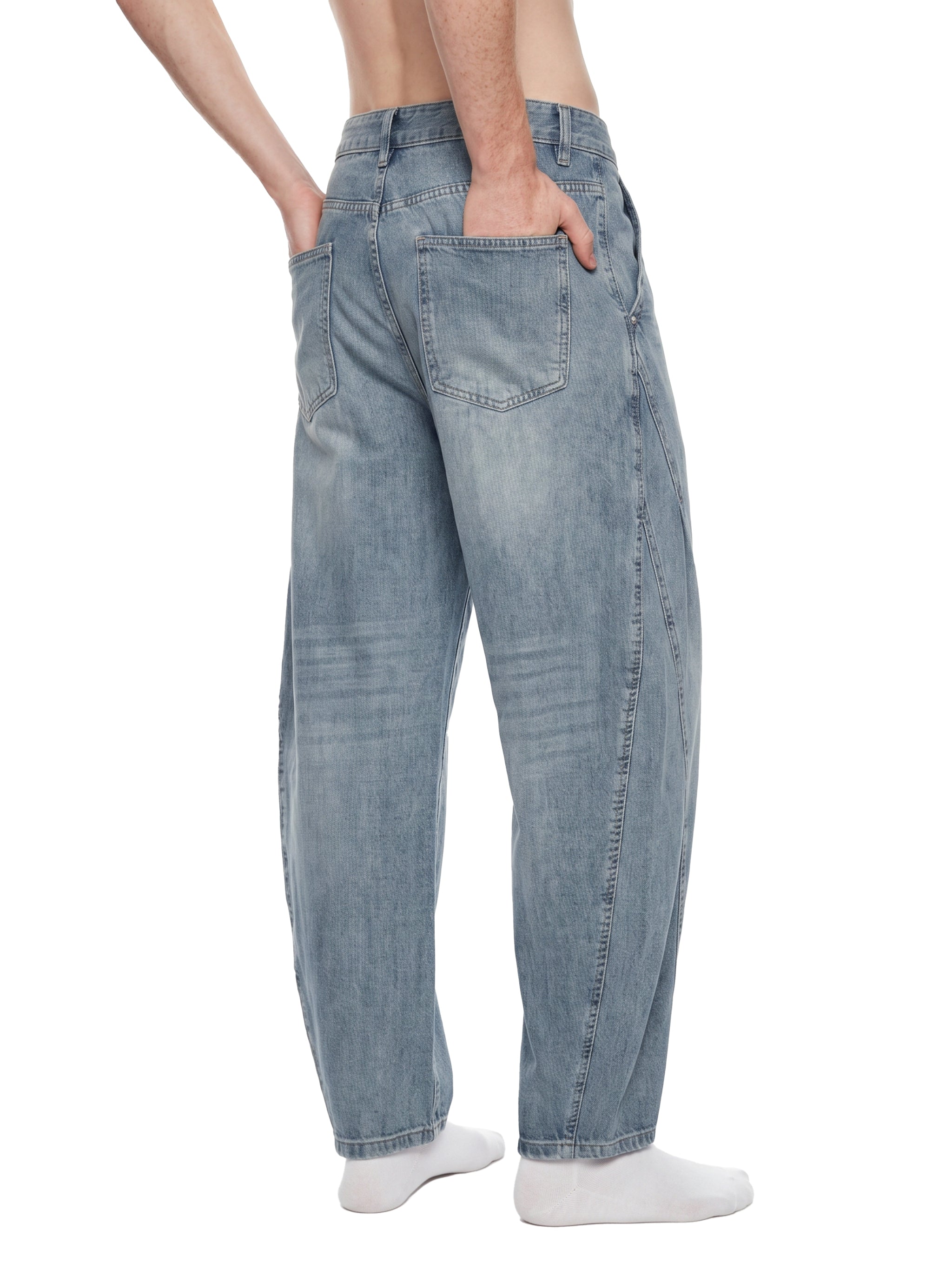 Men's Vintage Wash Barrel Leg Jeans