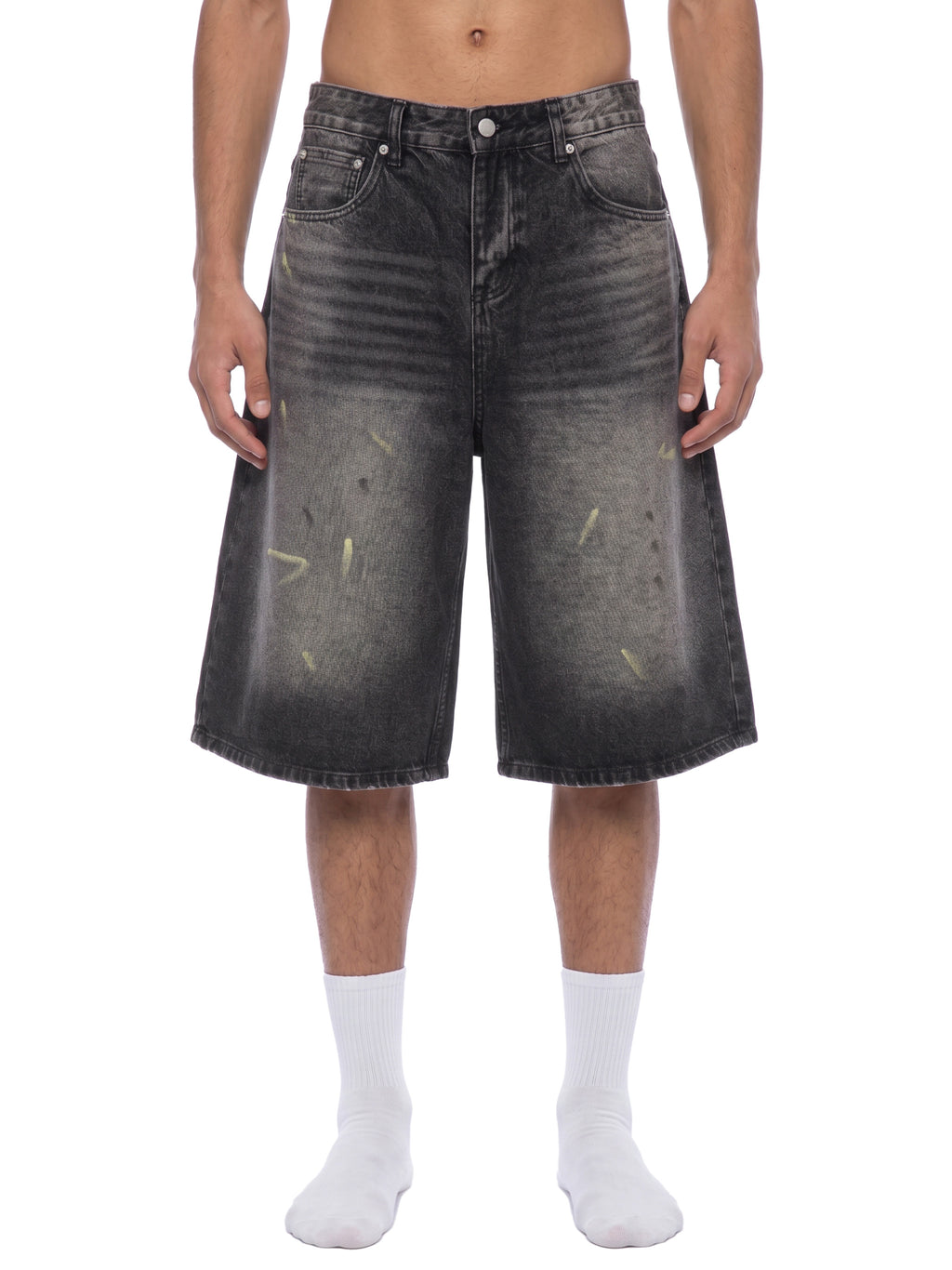 Men’s Vintage Wash Wide Leg Denim Shorts