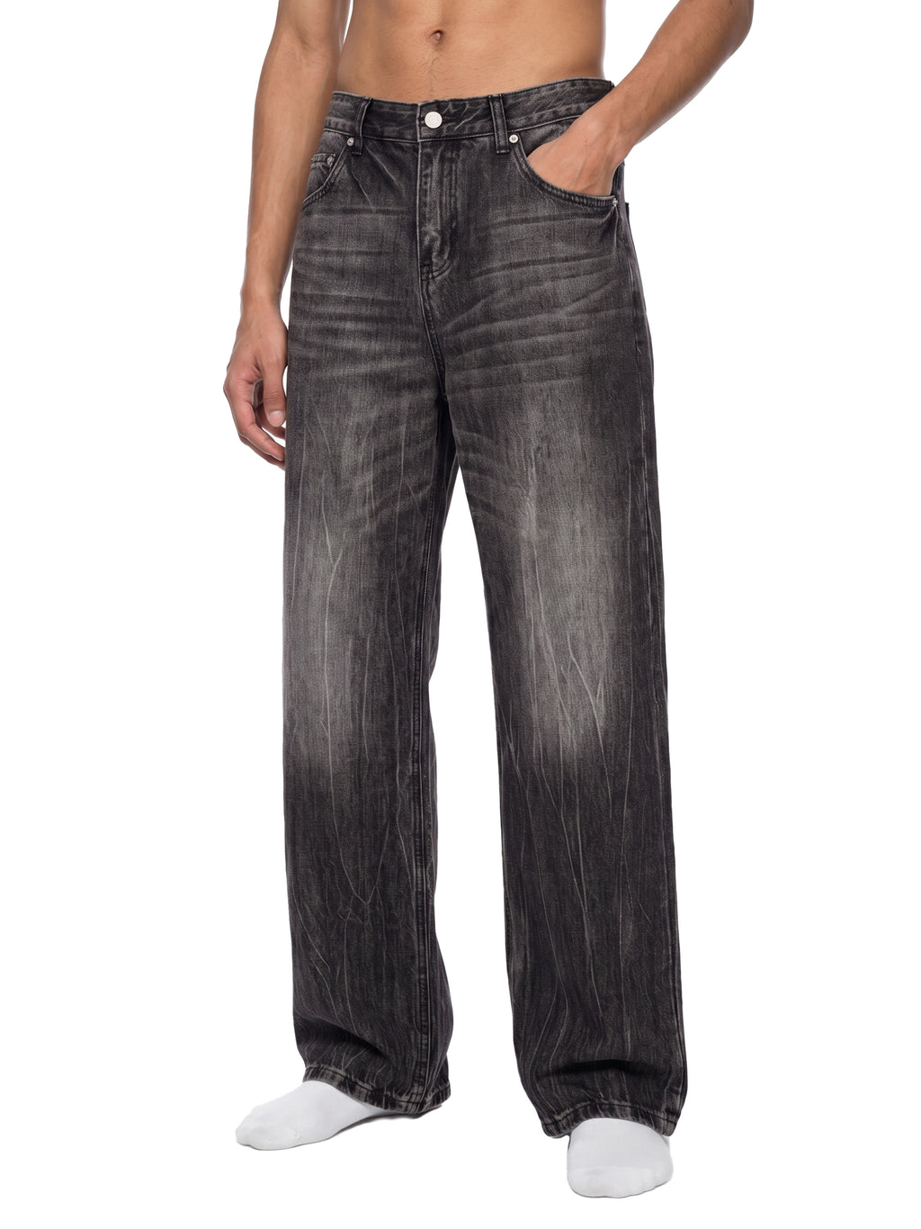 Men’s Vintage Wash Wide Leg Jeans
