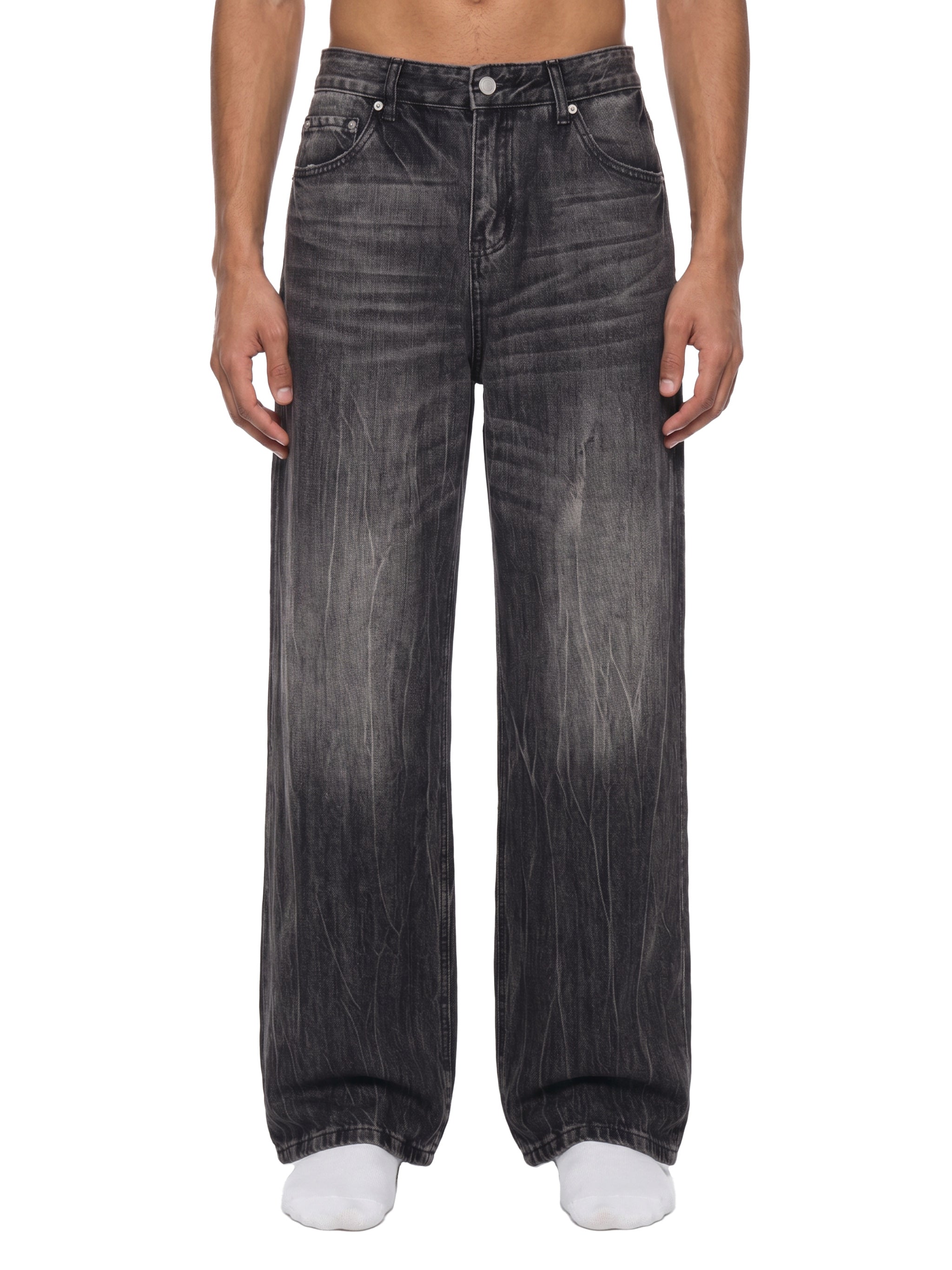 Men’s Vintage Wash Wide Leg Jeans