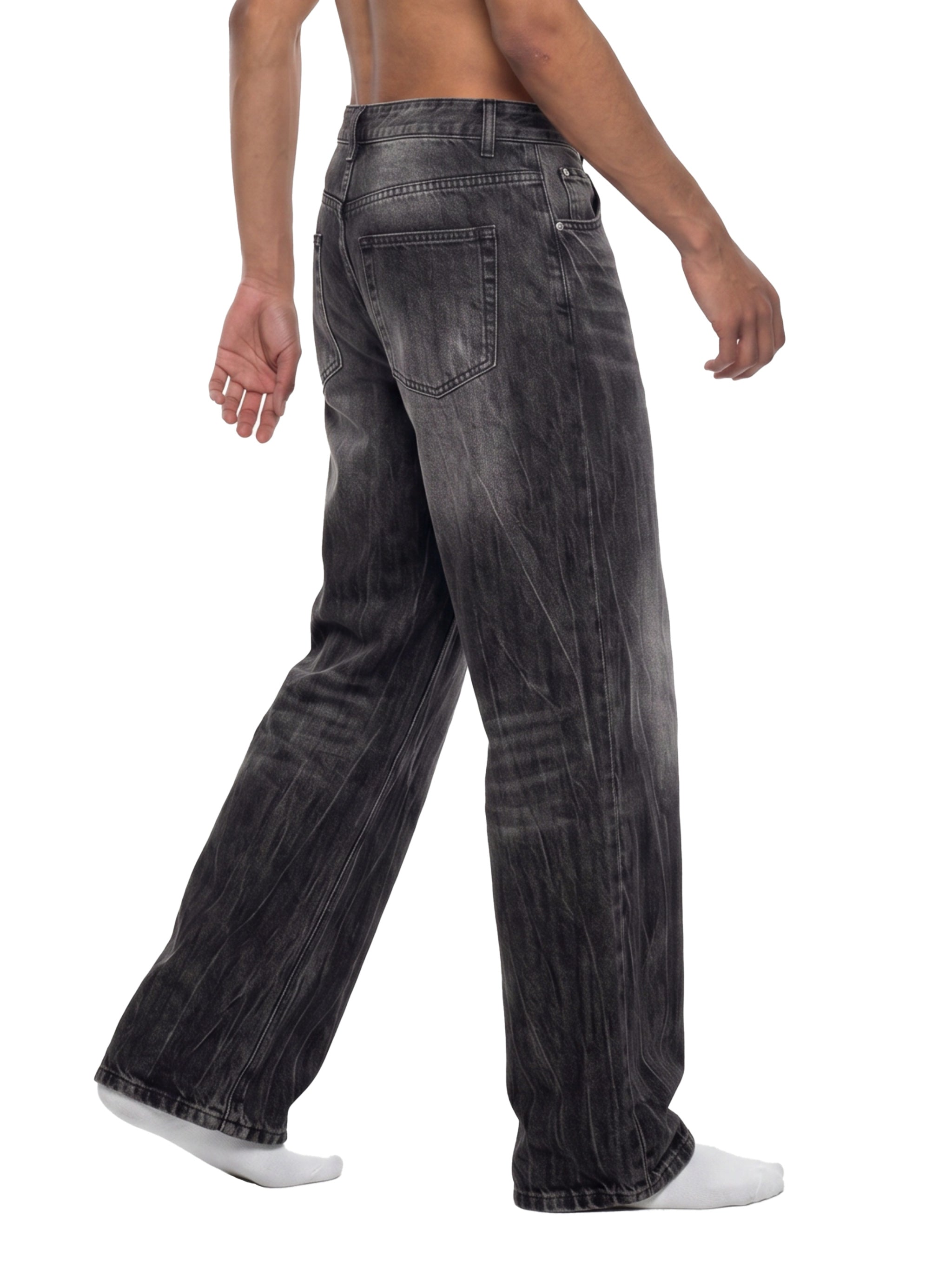 Men’s Vintage Wash Wide Leg Jeans